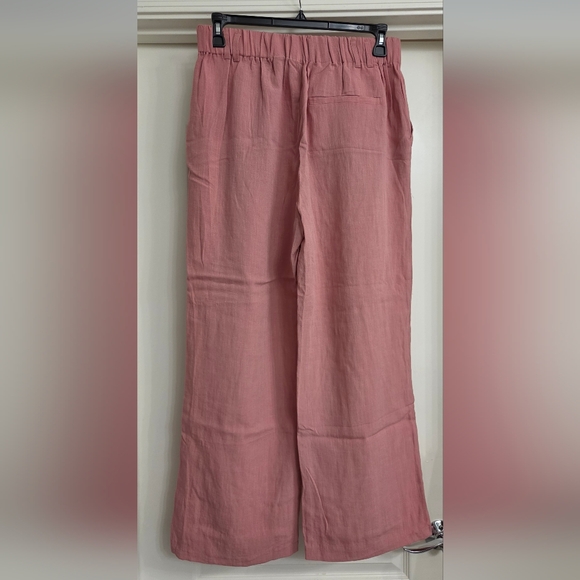 High Waisted Pocket Wide Leg Flowy Solid Palazzo Casual Linen-Feel Pants - Picture 2 of 12